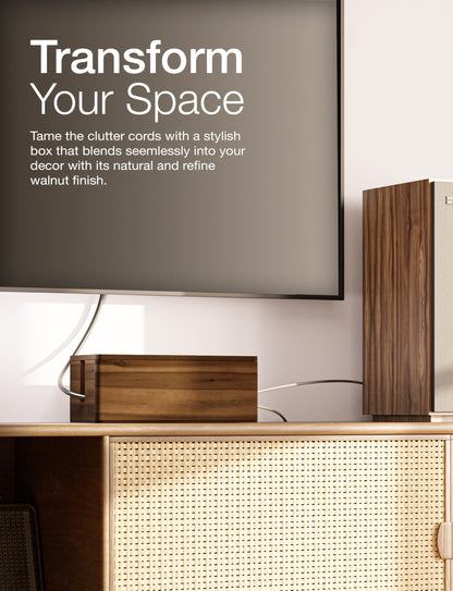 TIDITA 16" L Wooden Large Cable Management Box Round Edge (Walnut Color)