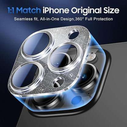 UniqueMe 3 Packs Compatible for iPhone 14 Pro Max/iPhone 14 Pro Camera Lens Protector Acrylic [Not Glass],[Case Friendly][Scratch-Resistant][Night Shooting Mode]-Glitter Black
