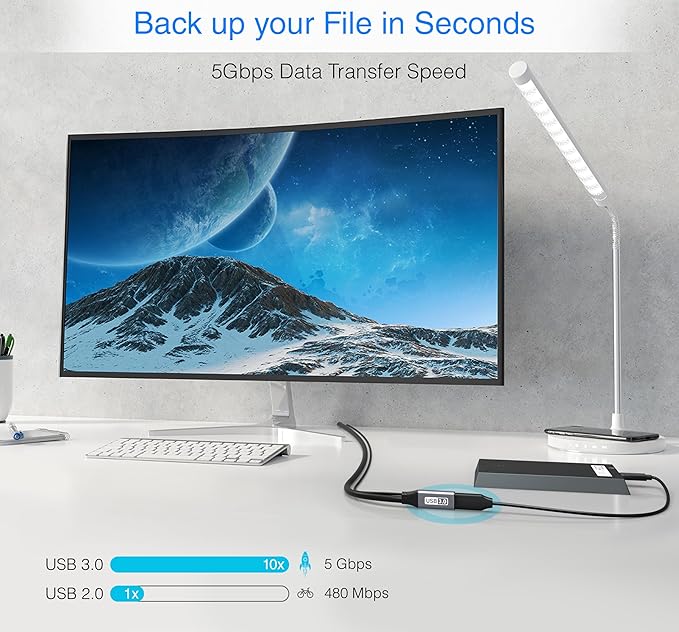 BlueRigger USB 3.0 Extension Cable (100FT, Active, 5Gbps, In-Wall CL3 Rated, Type A Male to Female Adapter Cord) - Long USB Repeater Extender for VR Headset, Printer, Hard Drive, Keyboard, Mouse, Xbox