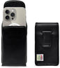 Turtleback Belt Holder for iPhone 16 Pro, 16e, 15 Pro 14 Pro 13 Pro -Small- Fits w/Slim MagSafe Style Cases, Premium Black Leather Vertical Belt Holster Magnetic Closure Leather Wrapped Belt Clip