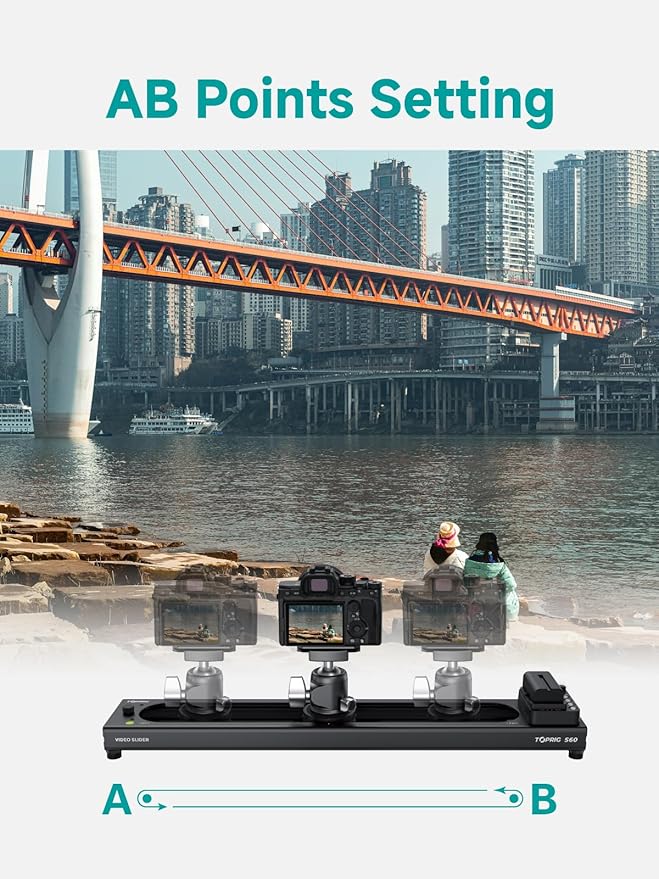 Accsoon Toprig Motorized Camera Slider, 24''/60cm Electric Video Slider with App/Button Control, 120° Panoramic Shooting, Time-Lapse/Loop Mode/Speed Konb, Compatible with DSLR,GoPro,Insta360,Phone