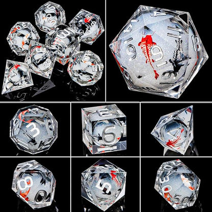 ARUOHHA DND Dice Set Liquid Core Koi Fish Sharp Edged Dragons Dice Compatible with D&D Role Playing Game, RPG Handmade Resin Dungeons Polyhedral D and D Dice Set D20 D12 D10 D8 D6 D4