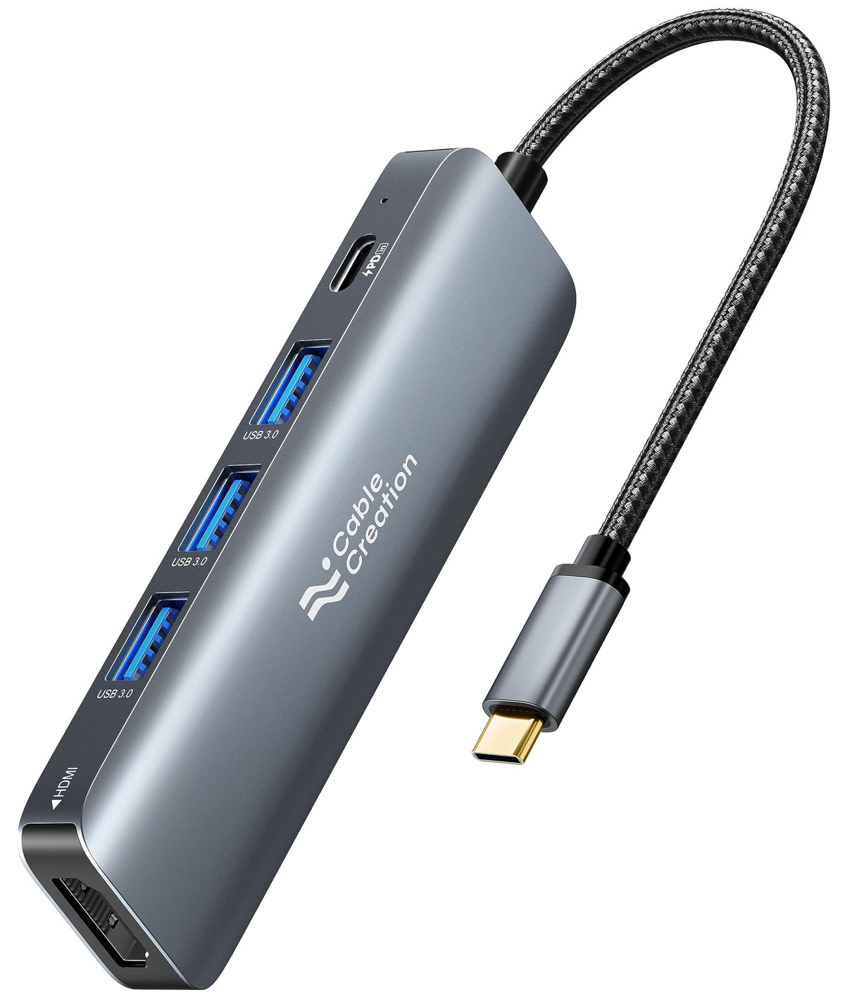 CableCreation 8K HDMI USB C Hub for MacBook Pro, 5-in-1 USB C Multiport Adapter with 100W PD, 3 USB 3.0 Ports, 8K 30Hz/4K 120Hz HDMI, Compatible with Steam Deck, Surface Pro, XPS and More - Space Grey