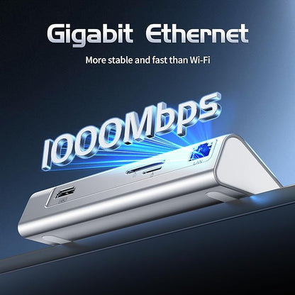 USB C Hub Ethernet, 10Gbps USB Docking Station 10-in-1 with 4K@60Hz HDMI, USB C and 2 USB A 3.2 Data, LAN, 2 USB A 2.0, PD 100W, SD/TF Ports, 3.28FT Powered USB Hub for Laptop, PC, iPhone 16/15, Mac