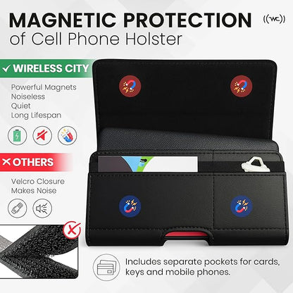 Credit Card Slot Phone Holster for Men & Women – Leather Cell Phone Case & Phone Pouch with Belt Clip/Loop Holder, Fits iPhone Air 2025, 16 Plus, 15 Plus, 14 Plus, 11 Pro Max, XS Max