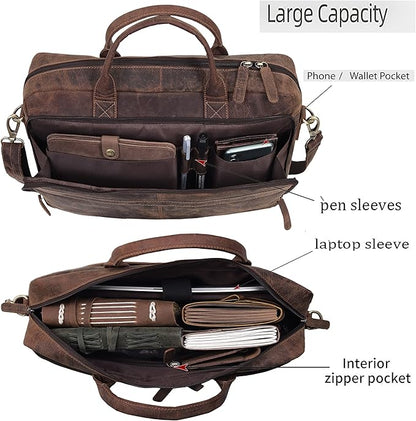 VC VINTAGE COUTURE Leather briefcase bag for men Leather Laptop Bags For Men and Women Travel Messenger Bag