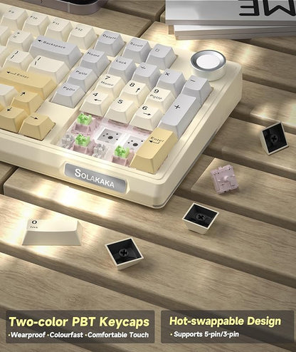 KI99 Pro 96% Wireless Mechanical Gaming Keyboard, Creamy Keyboard with Number Pad, Hot-Swappable Pre-Lubed Switches, Gasket Structure RGB Keyboards for Gamer/PC/Laptop(Beige White)