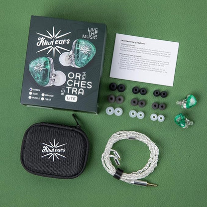 Linsoul Kiwi Ears Orchestra Lite Performance Custom 8BA in-Ear Monitor IEM with Detachable 4-core 7N Oxygen-Free Copper OFC Cable, Handcrafts Faceplate for Audiophile Studio Musician (Green)