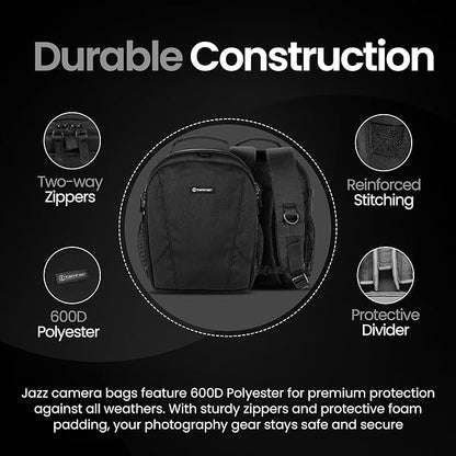 Tamrac Jazz 84 v2.0 Camera Backpack for Photographers, DSLR Camera Bag with Laptop Compartment, Professional Photography Backpack, Travel Camera Carrying Case with Adjustable Shoulder Straps – Black