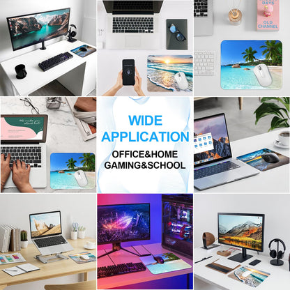 3 Pack Small Mouse pad Beach Square Mouse Mat for Wireless Mouse Office Computer Mousepad for Desk Mat Laptop with Non-Slip Rubber Base (Sea)
