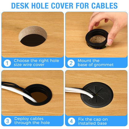 BOPOREAE 2 Pcs Desk Grommet 2-1/16" (53mm), Desk Hole Cover for Cables