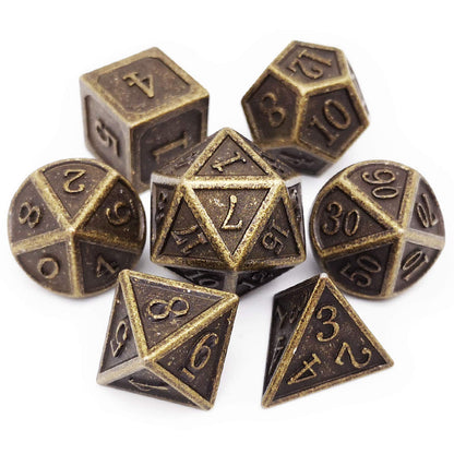 Haxtec Metal DND Dice Set, 7 Pcs Dragon Pattern Polyhedral Dice for RPG