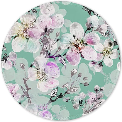 ITNRSIIET Round Mouse Pad with Stitched Edge Premium-Textured Waterproof Non-Slip Rubber Base Desktop Protection Mat Diameter 8.7 inches, Beautiful Flower Art