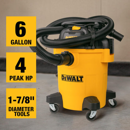 DEWALT 6 Gal. 4.0 HP Poly Wet/Dry Vacuum with Hose and Accessories DXV06PL