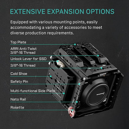 Tilta Camera Cage Base Kit Compatible with Blackmagic Pyxis 6K/ Pyxis 12K| Includes Full Cage, Top Handle, Side Handle, Side Plate, Bottom Plate & Mini Tool | ES-T21-A
