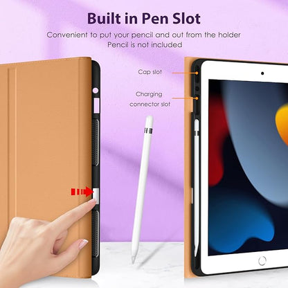 DTTO for iPad 9th/8th/7th Generation 10.2" Case 2021/2020/2019 with Keyboard, 7 Colors Backlit Wireless Detachable Keyboard Premium Leather Folio Cover with Pencil Holder & Pocket, Dark Purple