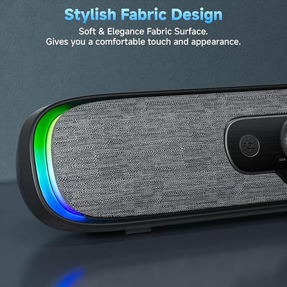 SOULION R200 Bluetooth Computer Speakers, Compact PC Speakers, USB C/USB Plug & Play Desktop Speaker with Colorful LED Lights, Clear Sound PC Soundbar for Computer Desktop Laptop Monitor