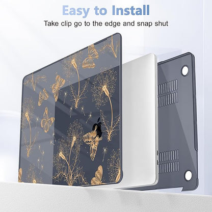 Case for MacBook Pro 13 inch with/Without Touch Bar (2016-2022, M2 A2338 M1 A2289 A2251 A2159 A1989 A1706 A1708), Hard Shell + Keyboard Cover + Dust Plug, Butterflies