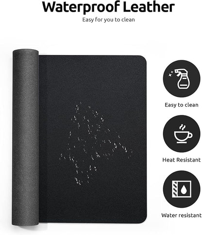 YSAGi Leather Desk Protector, Non-Slip Large Mouse Pad, Waterproof PU Laptop Mat Table Pad for Office and Home (90 x 43 cm, Black)