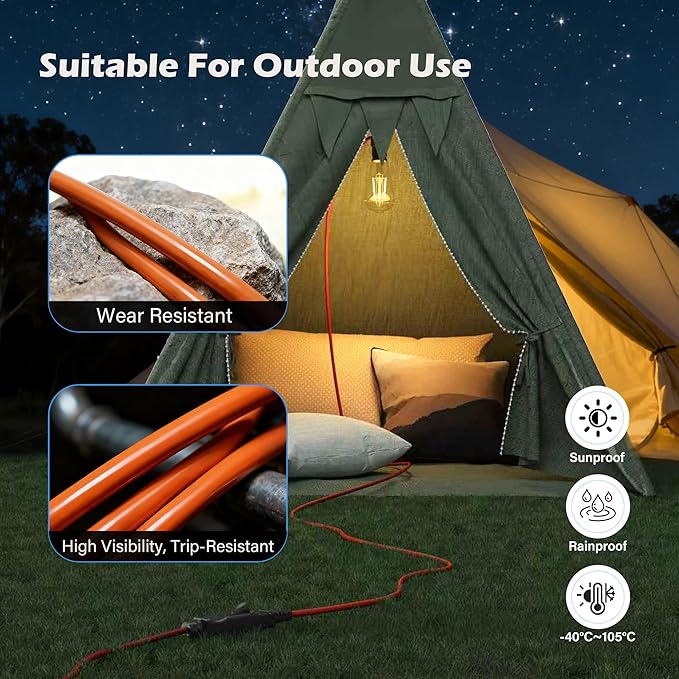 90 Degree 2 Prong Polarized Outdoor Power Extension Cord 35 FT, Angled Low-Profile Plug, 16 Gauge 125V SJTW Waterproof Long Cable for Home Office Lawnmower Garden Tools Lights, ETL+Ties-Bright Orange