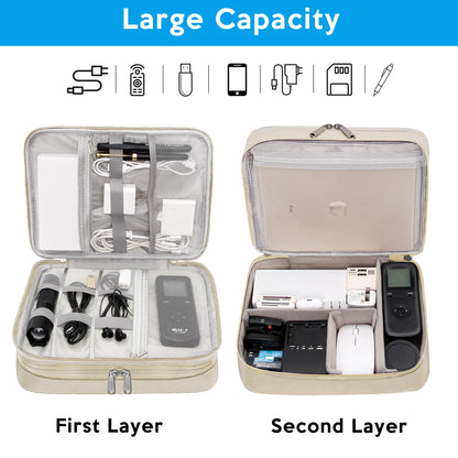 CILLA Electronic Organizer Travel Case, Travel Cord Organizer Case Portable Waterproof Cable Organizer Bag for Charger, Cord, USB, Power Bank, Earphone
