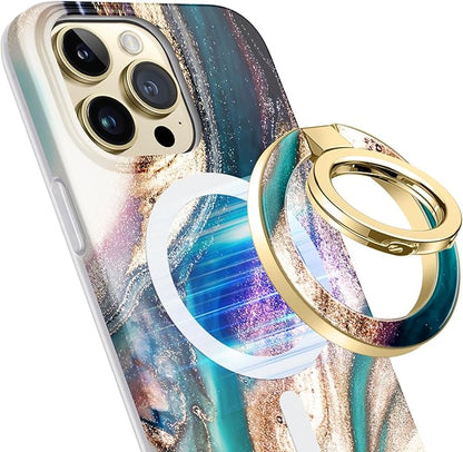 GVIEWIN Magnetic Phone Ring Holder, Compatible with MagSafe Phone Grip with Adjustable Stand, Magnet Phone Ring Kickstand for iPhone 16 Pro Max/Plus/15/14/13/12 Series/Other Phones (Drift Sand)
