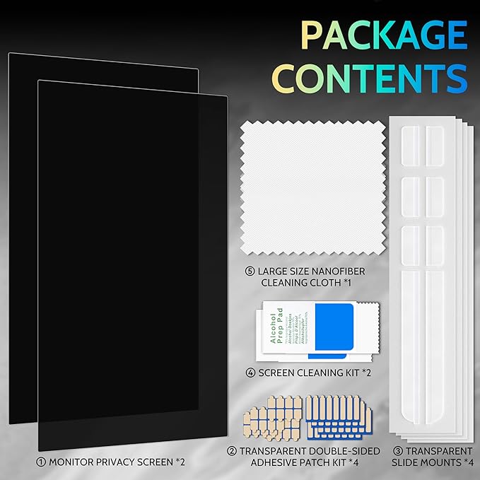 Peslv [2-Pack] 19 Inch Privacy Screen for Computer Monitor 5:4 Aspect Ratio, Eye Protection Anti Blue Light Glare Shield, 19inch Removable Black Blackout Anti Spy Desktop Security Private Filter