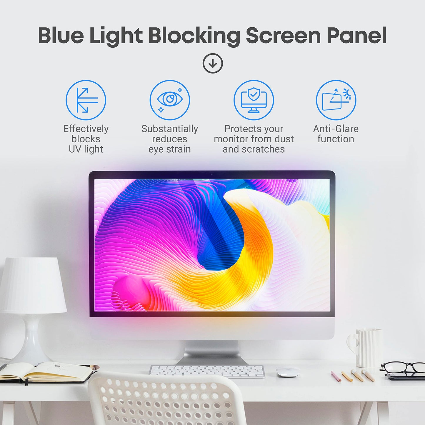 VINTEZ 23.8 inch Blue Light Blocking Screen Protector Panel for 16:9 Widescreen Computer Monitor and Laptop - PC Anti-UV Eye Protection Filter Film - Anti-Scratch Diagonal Frame Shield [1 Pack]