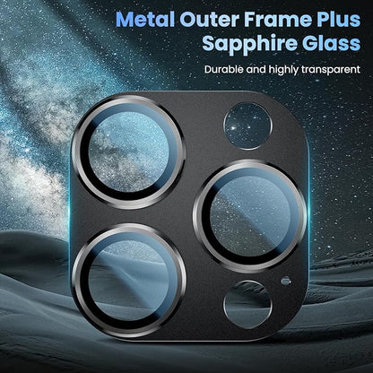 Uyiton Compatible with Phone 16 Pro/Phone 16 Pro Max Camera Lens Protector - [Not Easy to Break][Strong Adsorption][Case-Friendly] Metal Tempered Glass Rear Camera Screen Cover - Black, 2 Pack