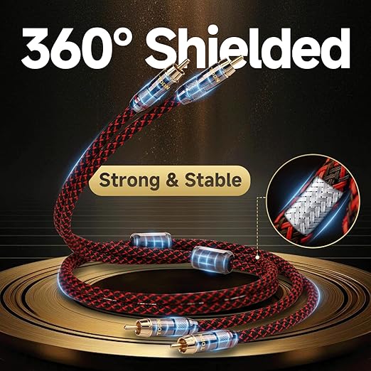 TODN HiFi 4-Core-OFC RCA Cables Audiophile 5ft with Shielded for Home Audio