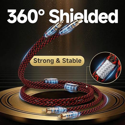TODN HiFi 4-Core-OFC RCA Cables Audiophile 5ft with Shielded for Home Audio