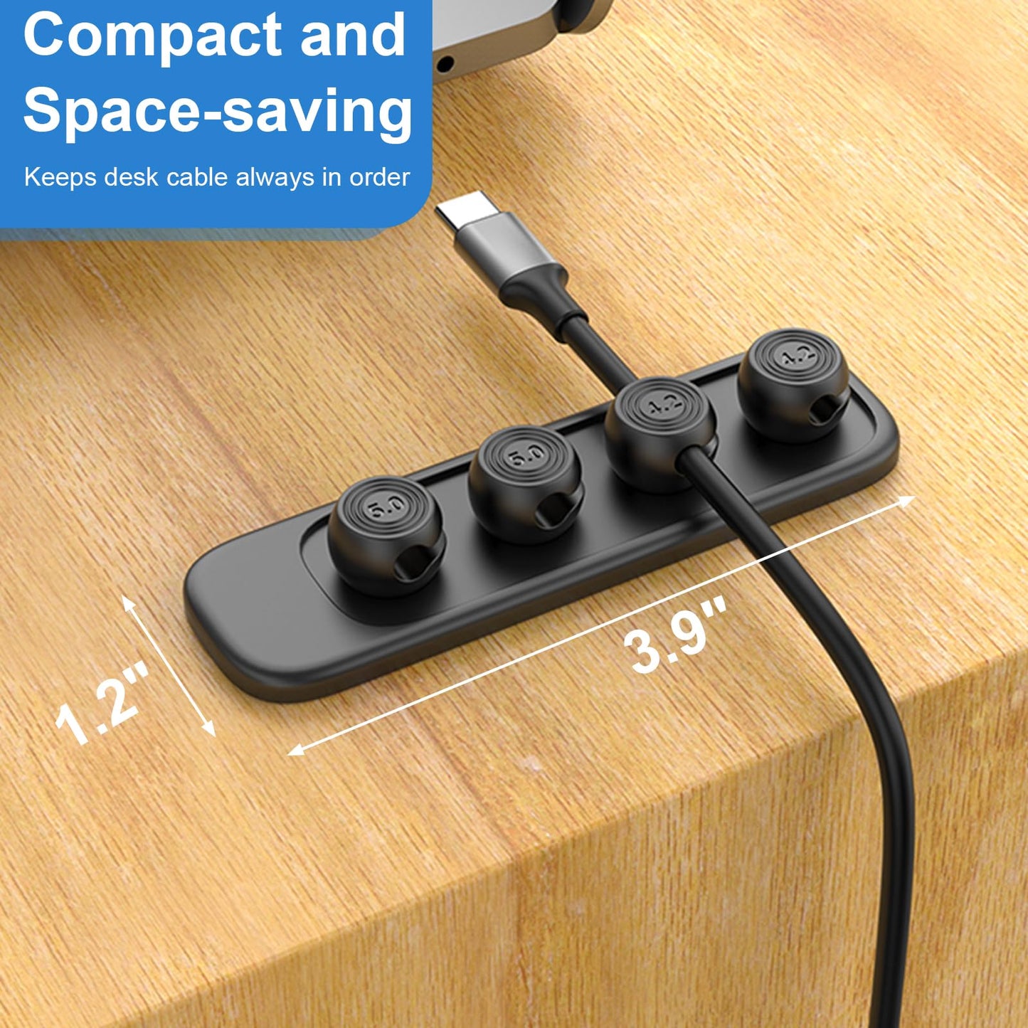 Wanheart Magnetic Cable Management, Cord Holder for Desk, 2 Sizes (4.2mm & 5mm), Multipurpose Magnetic Wire Clips for Lightning, USB-C, Micro Cables – Stick to Metal, Wood, or Glass (Basic Set)