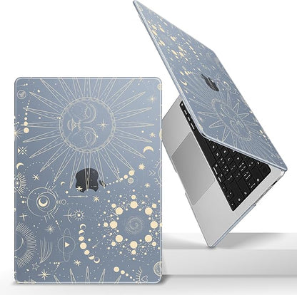 for MacBook Pro 16 inch Case 2021 2022 2023 2024 Release A3186 A3403 M4 A2991 M3 A2780 M2 A2485 M1 Pro/Max, Hard Shell Case with Screen Protector & Keyboard Cover, Engraving Moon