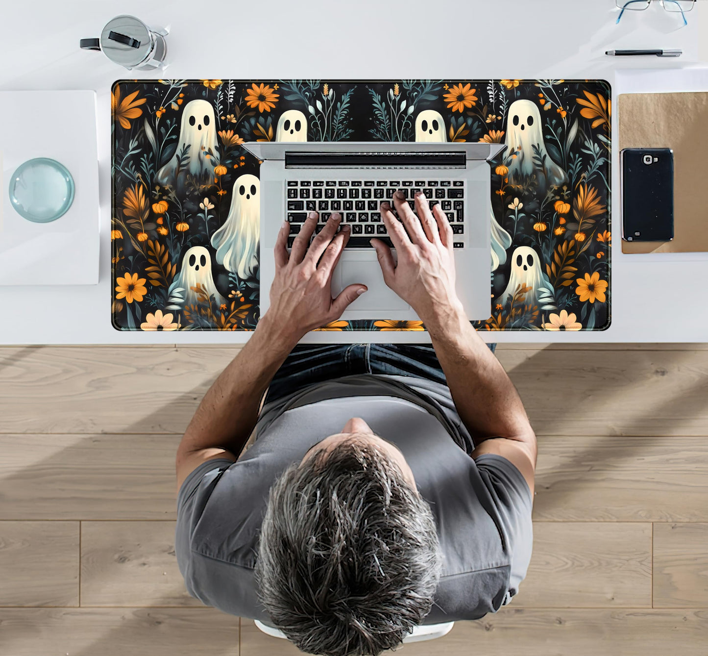 Retro Gothic Kawaii Desk Mat Cute Dark Academia Desk Pad Large Floral Mouse Pad XXL Gaming Mousepad, Laptop Computer Keyboard Mouse Mat, Deskmat Office Decor Accessories for Women, 31.5x15.75 in
