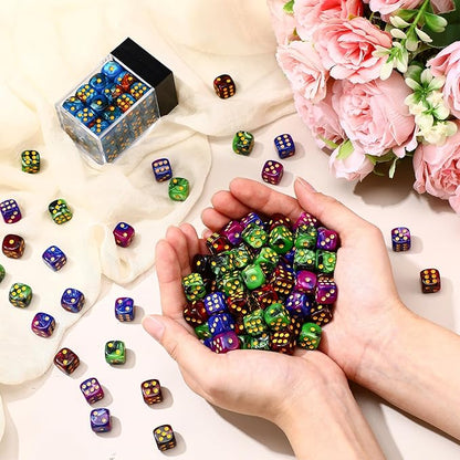 144 Pieces 12mm 6 Sided Mini Dice Set for School Classroom Table Games D6 Game Standard Dice with Portable Plastic Box for Teaching Math Learning