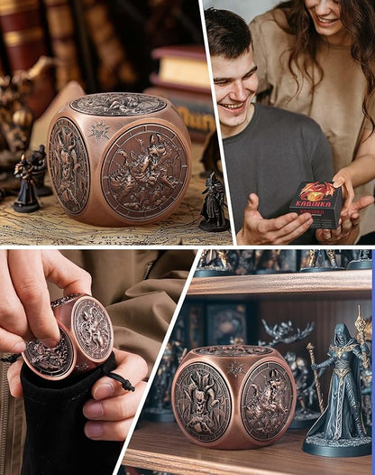 Kabinka Spinner Dice for 7 in 1 DND Dice Set, Unique Metal Dice for Dungeons and Dragons RPG Role Playing Gaming (Red Copper)