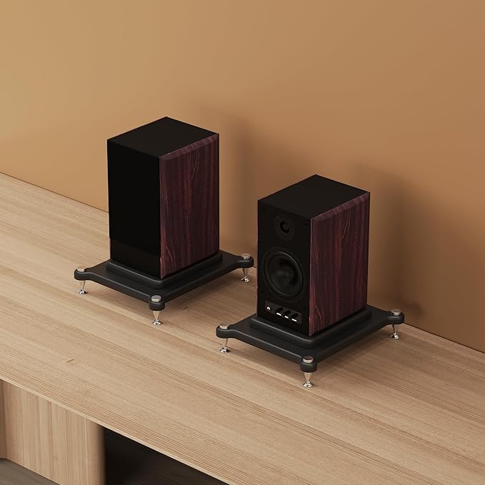 2pcs Subwoofer Isolation Stand, Double-Layered Speaker Isolation Stands with Stainless Steel Metal Feet, Acoustic Speakers Isolation Pad for Floor, Desktop (9.8×13.7in)