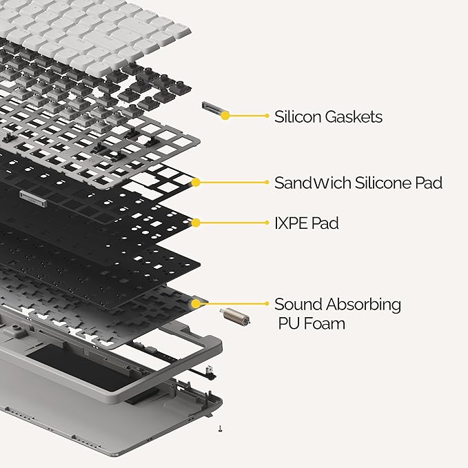 Flow Lite 100 Keys Low Profile Mechanical Keyboard, Swappable Rechargeable Wireless Keyboard with 2.4G Receiver, Bluetooth and Wired Connection for Windows, Mac/Specter Linear Switches (Marble)