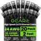 GEARit Cat6 Patch Cables Cat 6 Ethernet Cable 1 ft 20-Pack Purple