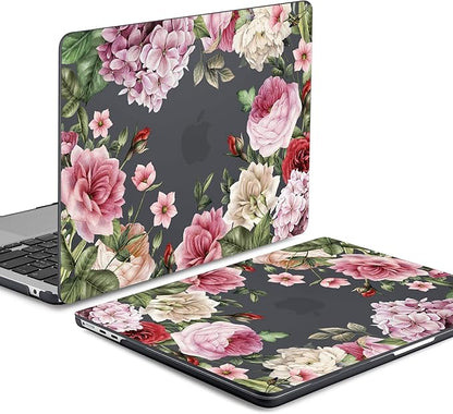 Batianda Premium Case for New MacBook Air 15 inch 2025 M4 2024 2023 with M3 M2 Chip Model A3241/A3114/A2941, Designed Protective Plastic Hardshell & Keyboard Cover & Screen Protector, Peony