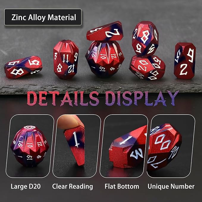 FONVGOGO Metal DND Dice Set for Dungeons and Dragon Dice Collector Gift RPG