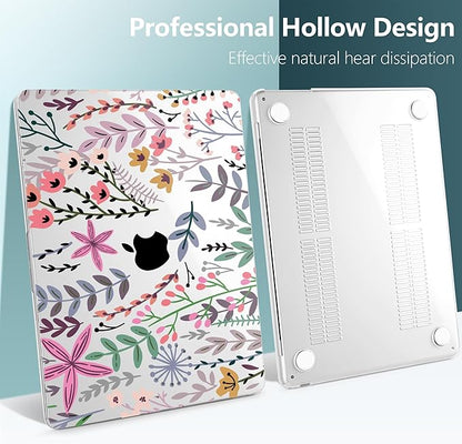 TWOLSKOO for M4 MacBook Air 13.6 inch Case 2025-2022 Release M4 A3240 M3 A3113 M2 A2681, Plastic Hard Shell & Screen Protector & Keyboard Cover & Trackpad Film, Tiny Flower