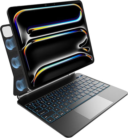 nimin Keyboard Case for iPad Pro 13 inch 2024 (M4),Multi-Touch Trackpad, Magnetic Attach, 7-Color Backlight, Auto Sleep/Wake, Obsidian Black