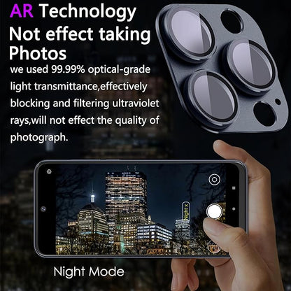 2 Pack Camera Lens Protector for iPhone 15 Pro/iPhone 15 Pro Max,[Not Easy to Breakn ] AR Tempered Glass Strong Adsorption Metal Camera Cover Screen-Inky blue