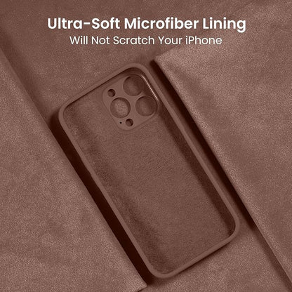 FireNova Designed for iPhone 15 Pro Max Case, Silicone Upgraded [Camera Protection] Phone Case with [2 Screen Protectors], Soft Anti-Scratch Microfiber Lining Inside, 6.7 inch, Light Brown