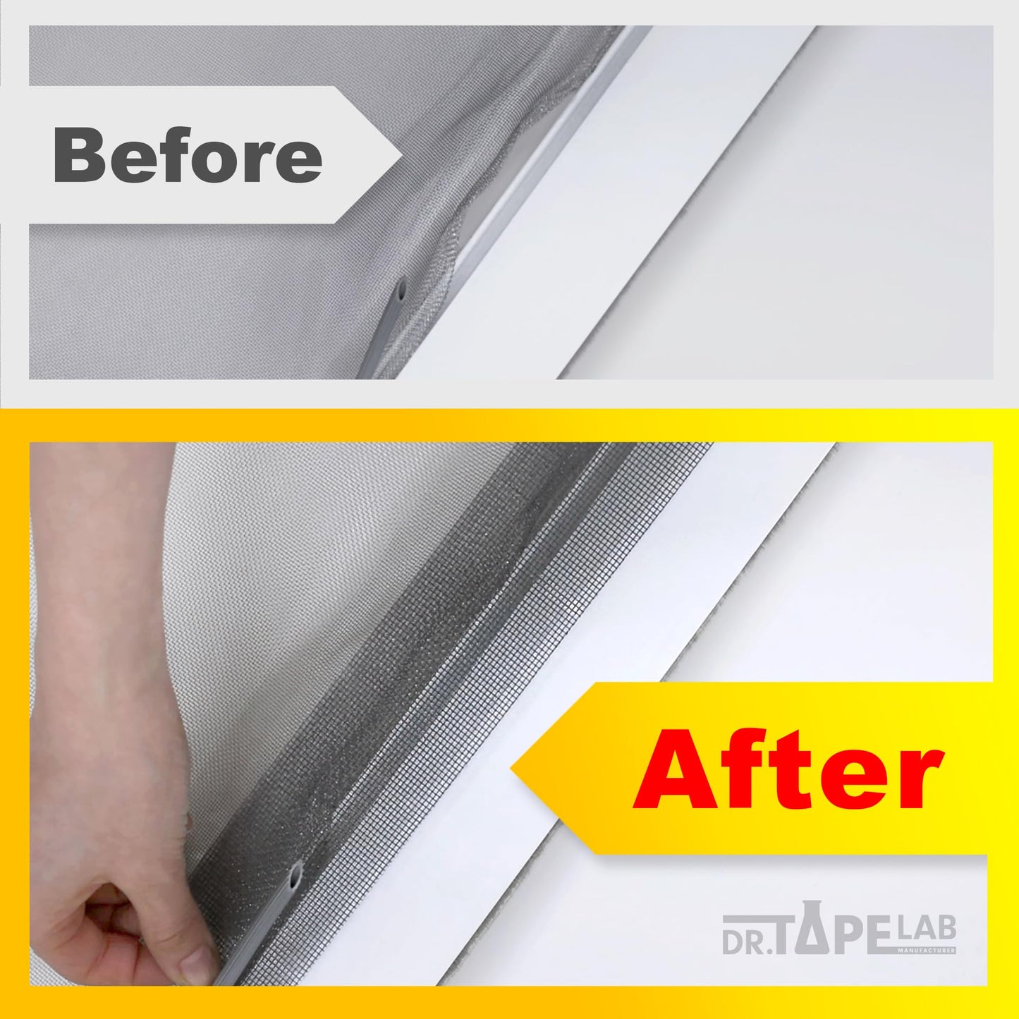 DR.TAPELAB, Grey Window Screen Repair Tape, 2 in X 15 FT, Screen Repair Kit for Windows or Doors, Strong Adhesive Patch Kit Fiberglass Mesh Tape