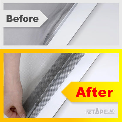 DR.TAPELAB, Grey Window Screen Repair Tape, 2 in X 15 FT, Screen Repair Kit for Windows or Doors, Strong Adhesive Patch Kit Fiberglass Mesh Tape