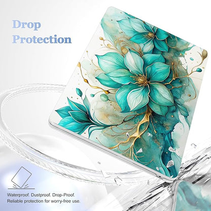 Case for MacBook Air 15 Inch 2025 2024 2023 Release M4 A3241 M3 A3114 M2 A2941, Hard Shell with Screen Protector & Keyboard Cover, Compatible with Touch ID, Green Floral