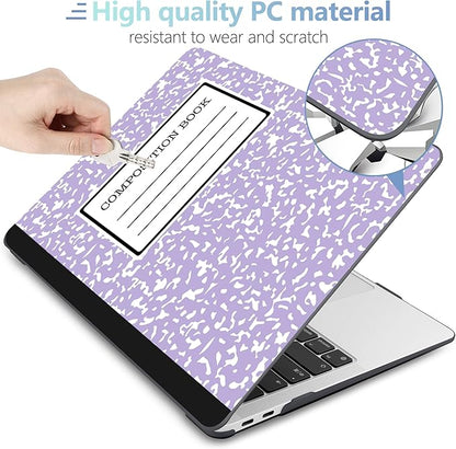 MEEgoodo for MacBook Air 13 inch Case 2021 2020 2019 Released A2337 M1 A2179 A1932 with Touch ID, Plastic Hard Shell Keyboard Cover Compatible with MacBook Air 13 inch Retina, Composition Book Purple