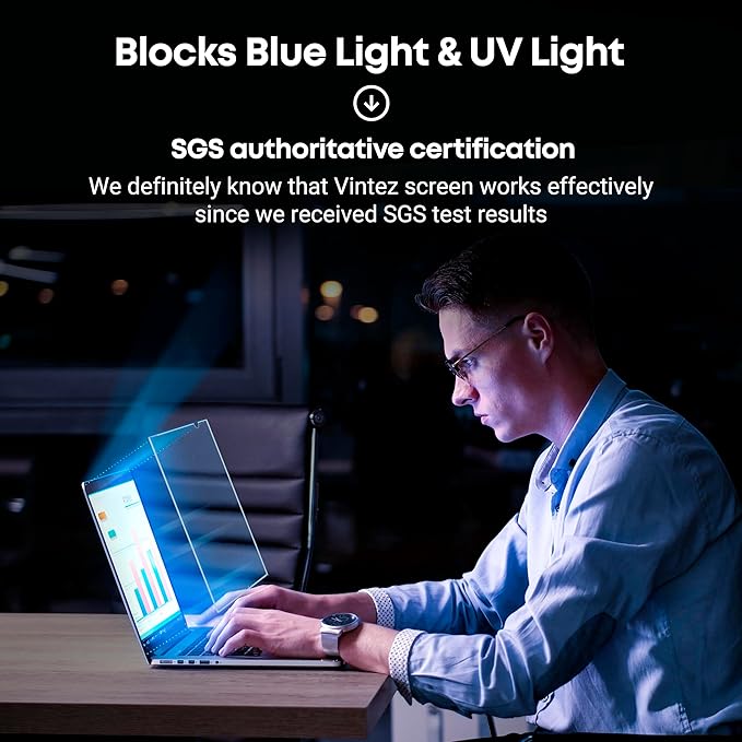 15.6 inch Blue Light Blocking Screen Protector Panel for 16:9 Widescreen Computer Monitor and Laptop - PC Anti-UV Eye Protection Filter Film - Anti-Scratch Diagonal Frame Shield [1 Pack]